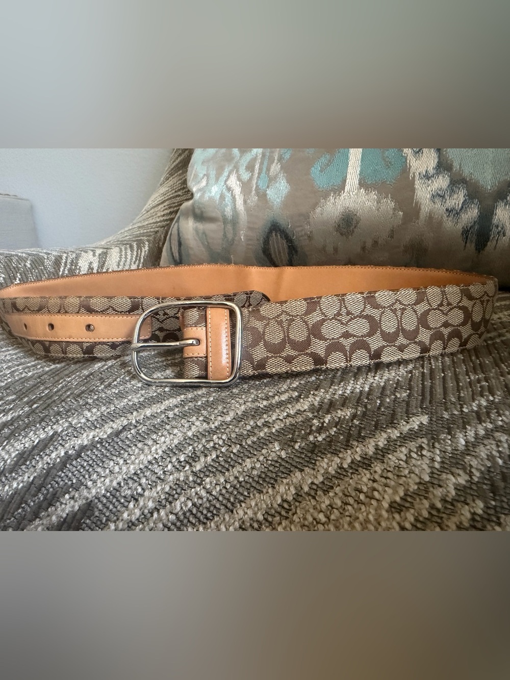 Classic Coach Signature Monogram Canvas Belt
 - Medium